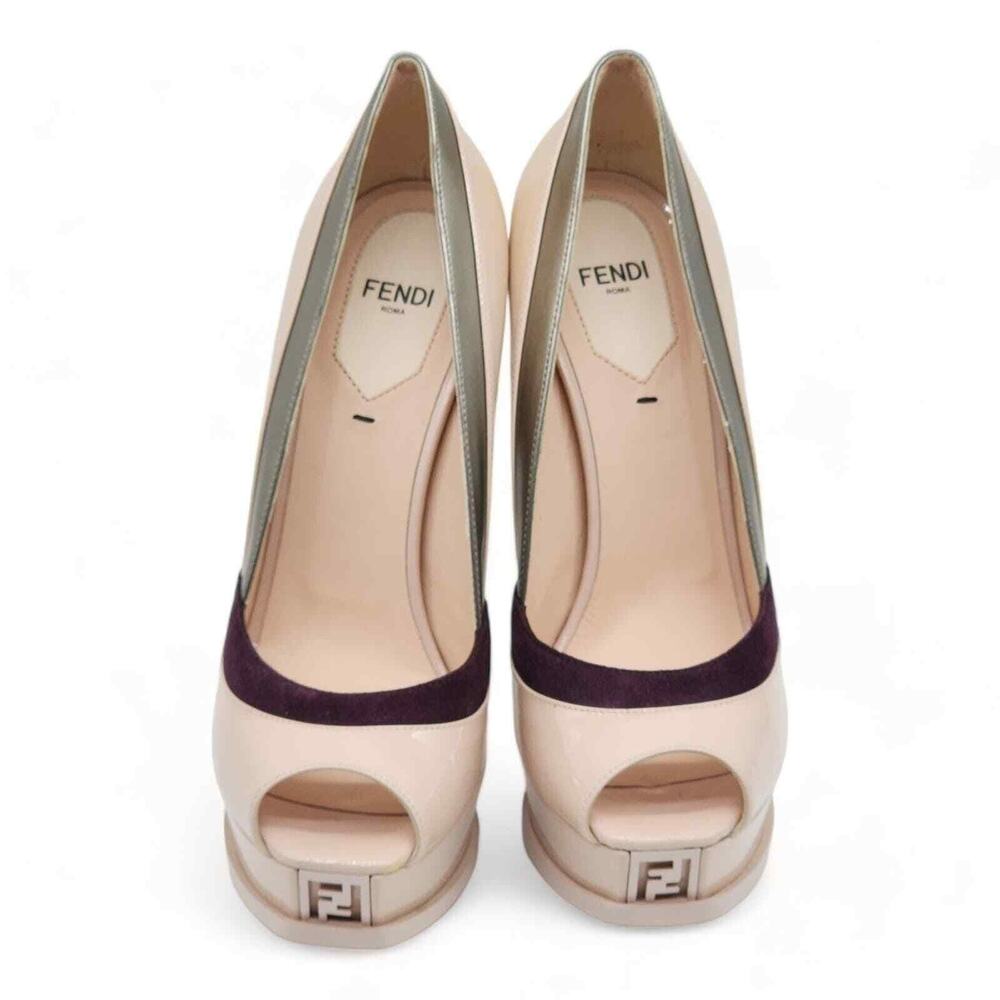 Fendi Colorblock Leather Platform Pumps Beige - NWOB - Picture 3 of 6